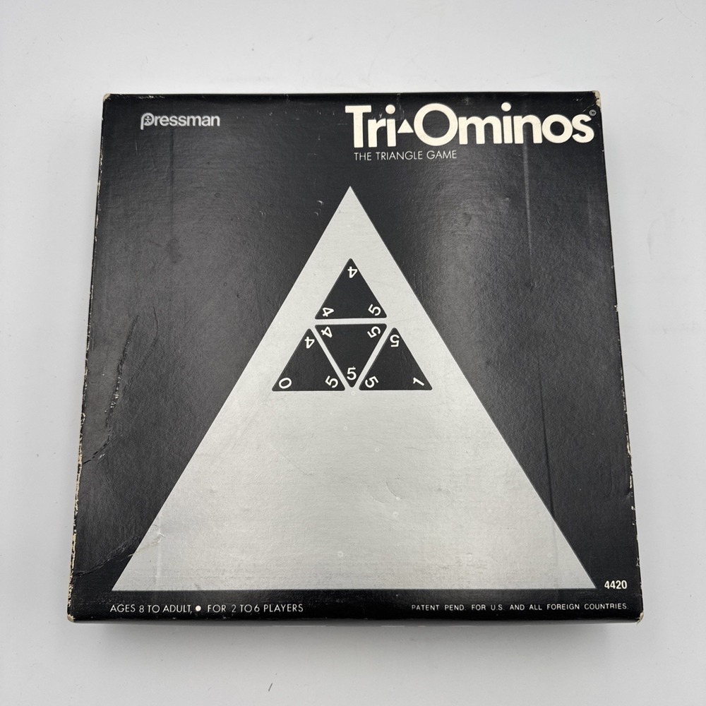 Vintage 1968 Pressman Tri-Ominos Triangle Tile Strategy Game 4420